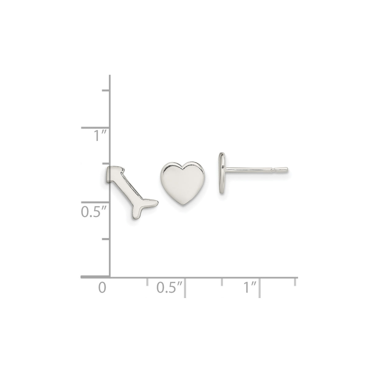 Sterling Silver Stud Earrings with Dog Bone and Heart Design, Minimalist Pet Lover Jewelry