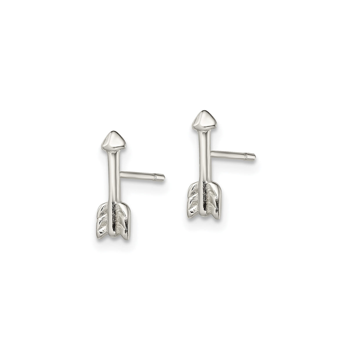 Sterling Silver Arrow Stud Earrings, Minimalist Polished Design, Lightweight Modern Style