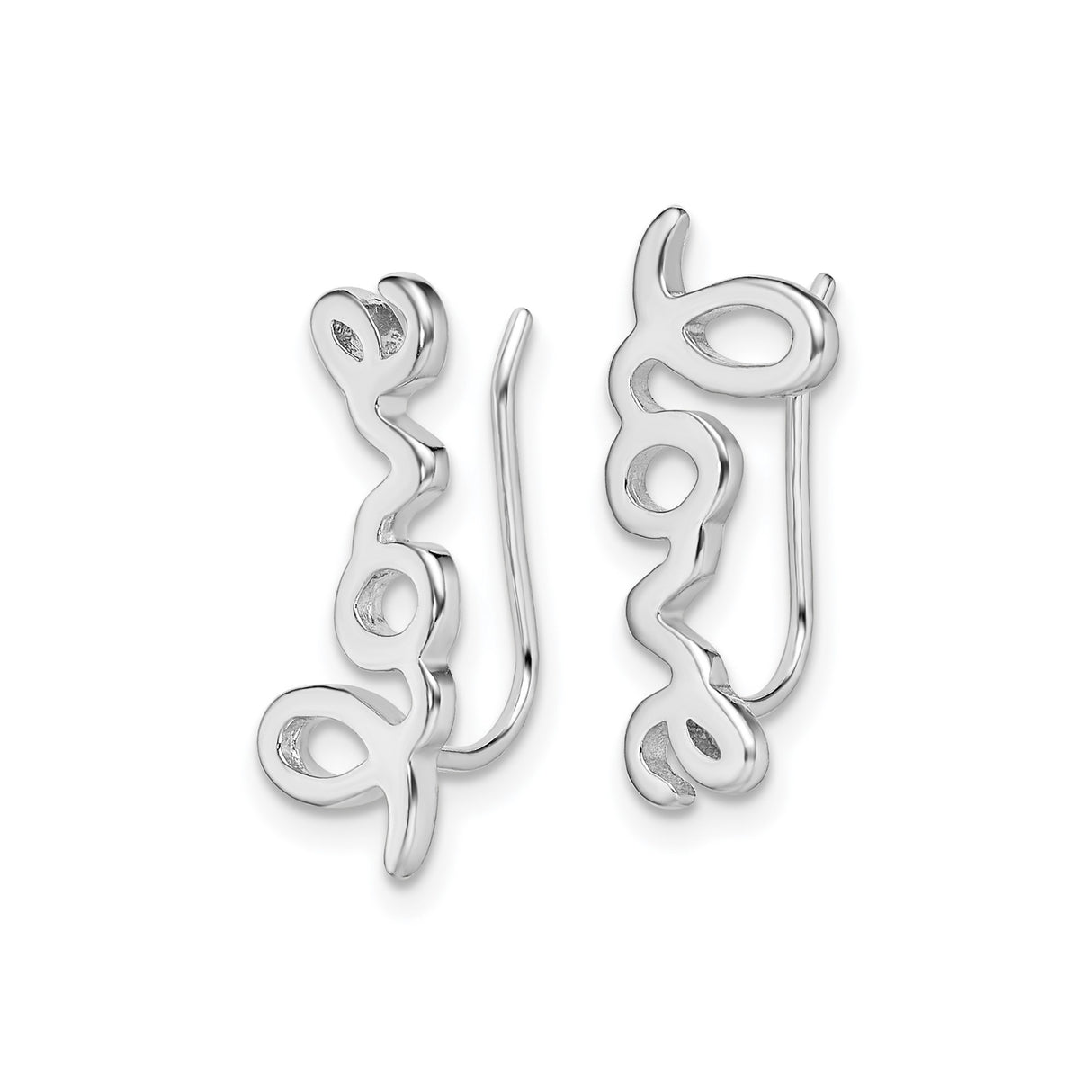 Sterling Silver Dangle Earrings with Love Script Design for Women