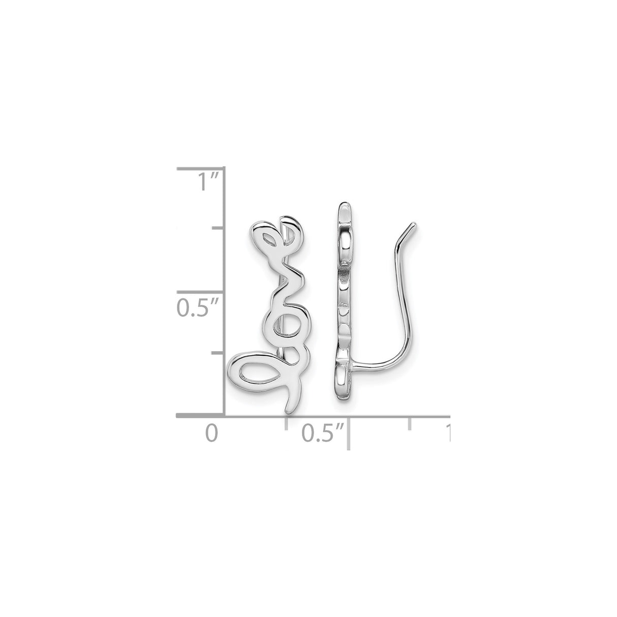 Sterling Silver Dangle Earrings with Love Script Design for Women