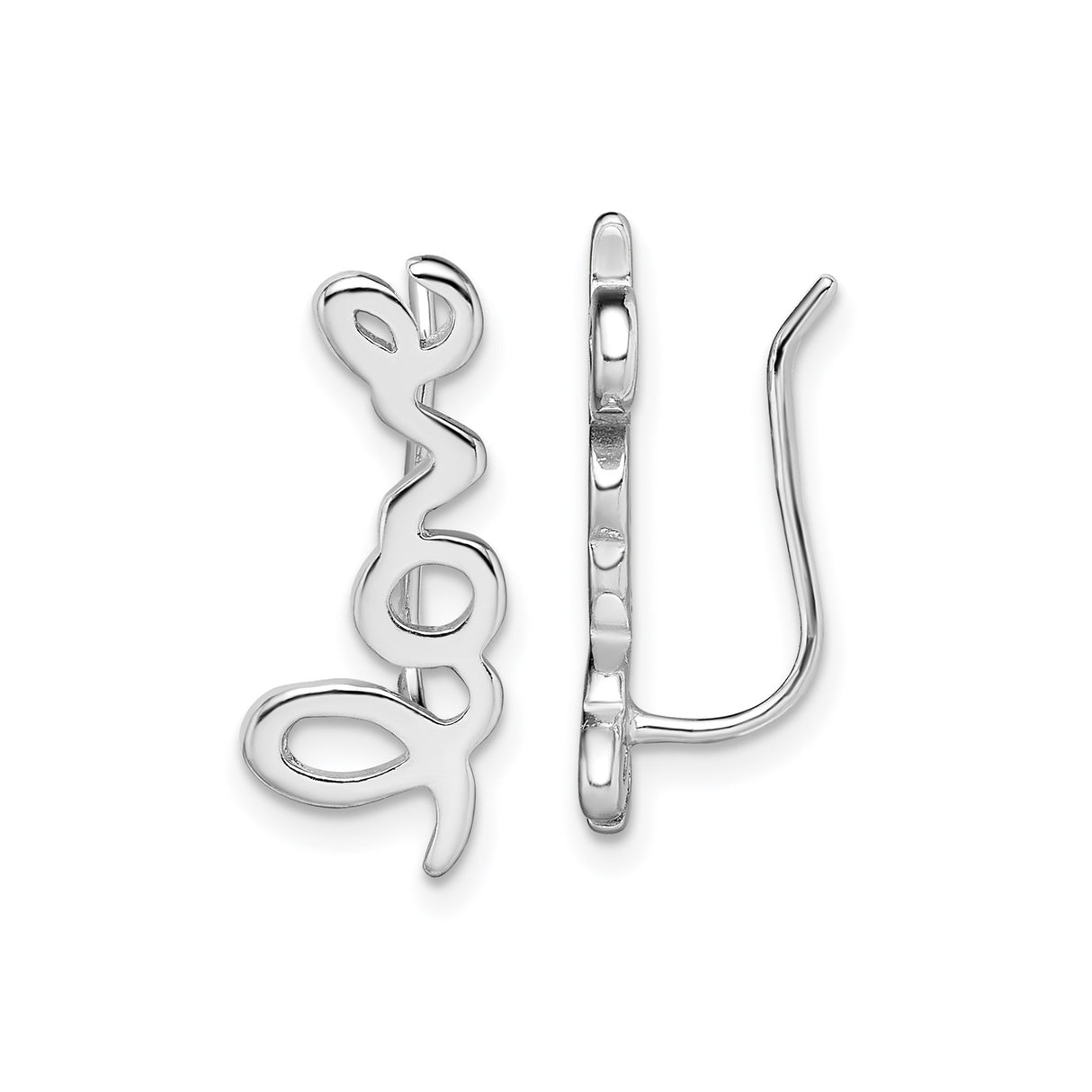 Sterling Silver Dangle Earrings with Love Script Design for Women