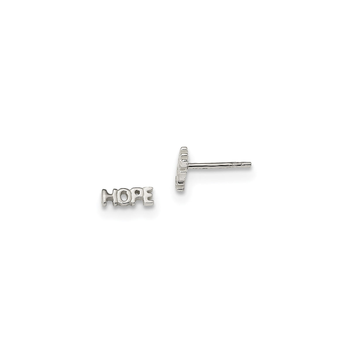 Sterling Silver Hope Stud Earrings, Minimalist Word Design for Women and Teens