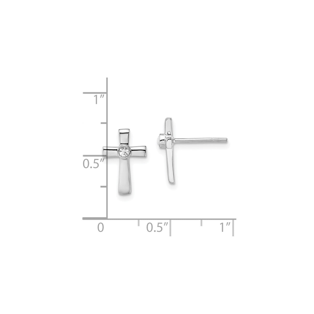 Sterling Silver Cross Pendant with Cubic Zirconia and CZ Stud Earrings, Modern Faith Design