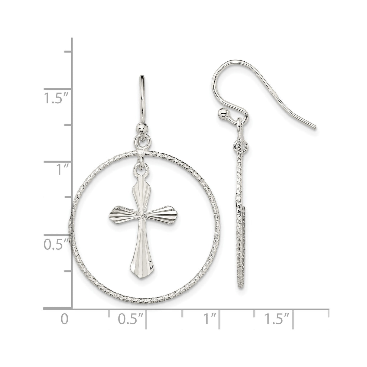 Sterling Silver Cross Pendant with Circle Frame, Polished Two-Tone Religious Jewelry for Men and Women