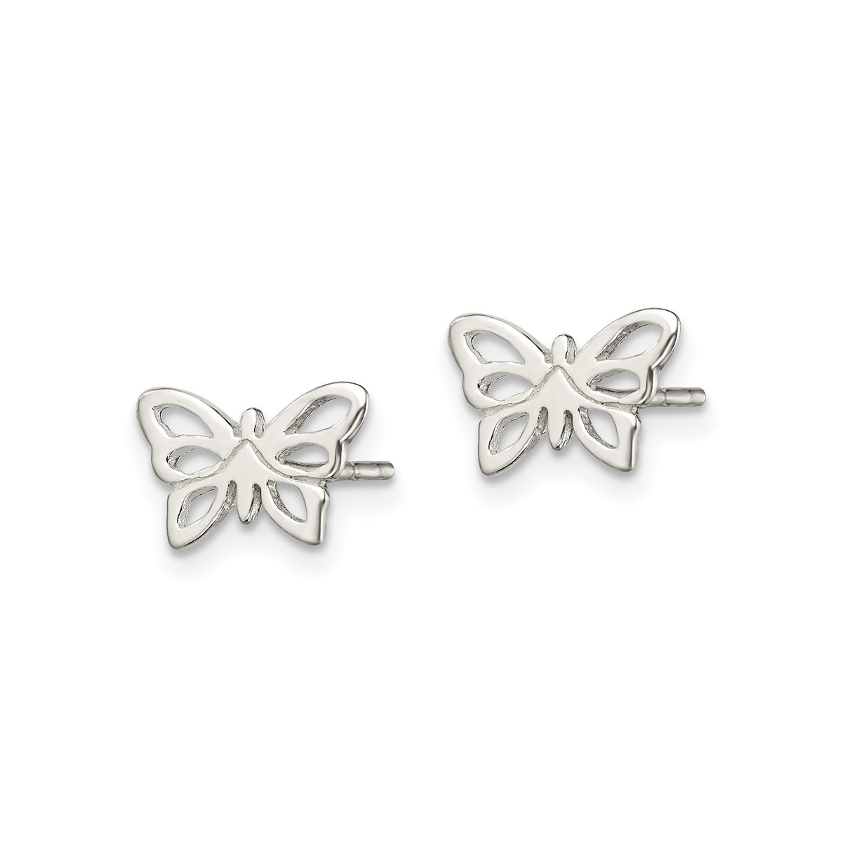 Sterling Silver Butterfly Stud Earrings with Openwork Design for Women