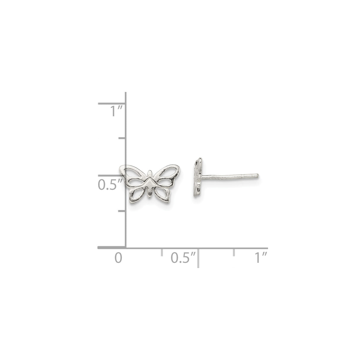 Sterling Silver Butterfly Stud Earrings with Openwork Design for Women