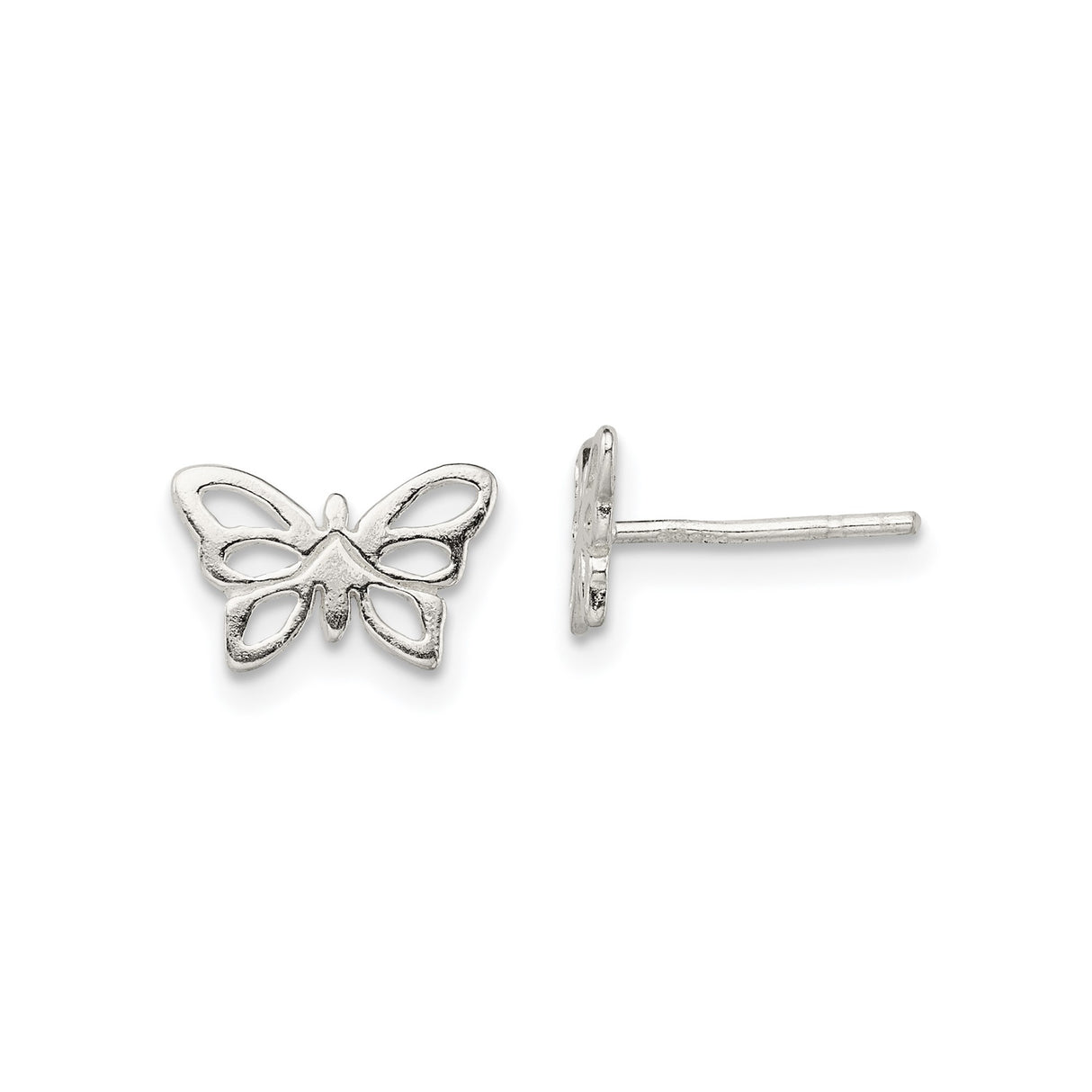 Sterling Silver Butterfly Stud Earrings with Openwork Design for Women
