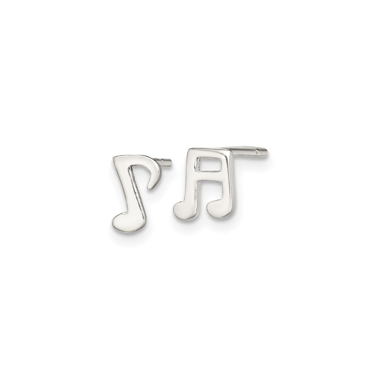 Sterling Silver Music Note Stud Earrings with Eighth and Sixteenth Note Design