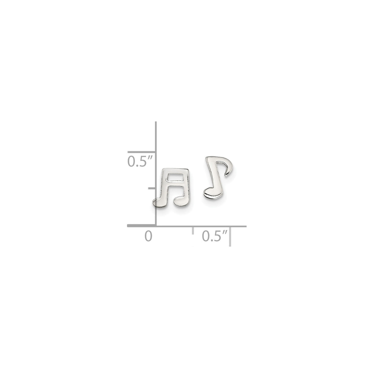 Sterling Silver Music Note Stud Earrings with Eighth and Sixteenth Note Design