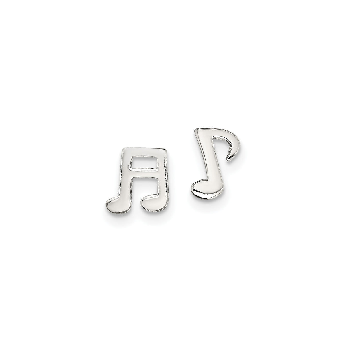 Sterling Silver Music Note Stud Earrings with Eighth and Sixteenth Note Design