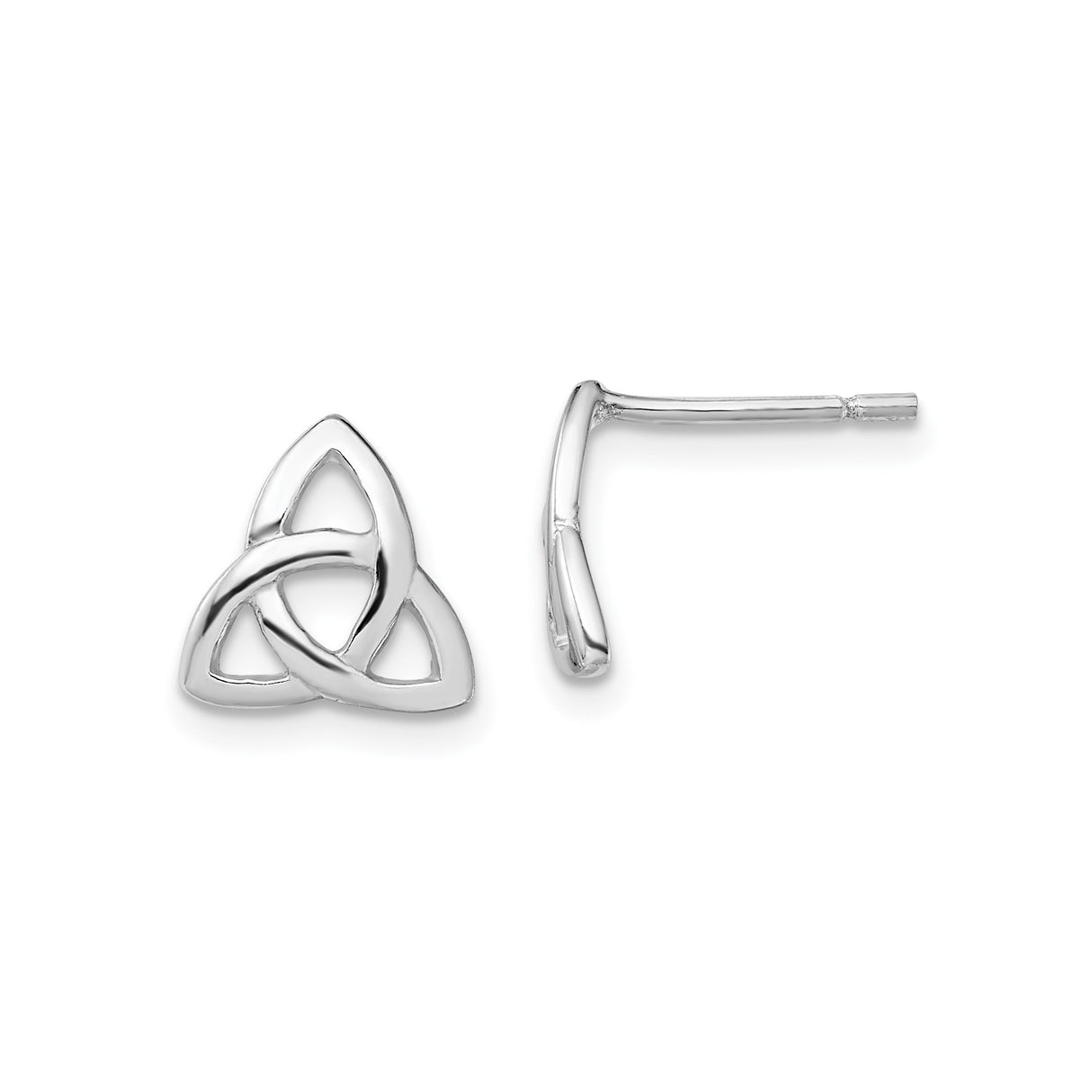 Sterling Silver Celtic Triquetra Stud Earrings with Open Trinity Knot Design