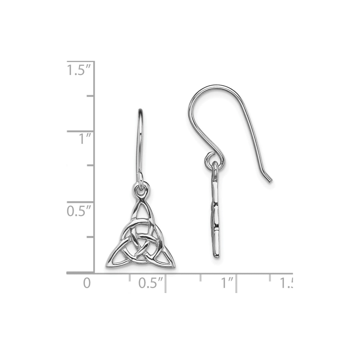 Sterling Silver Celtic Trinity Knot Dangle Earrings with Openwork Triquetra Design for Women