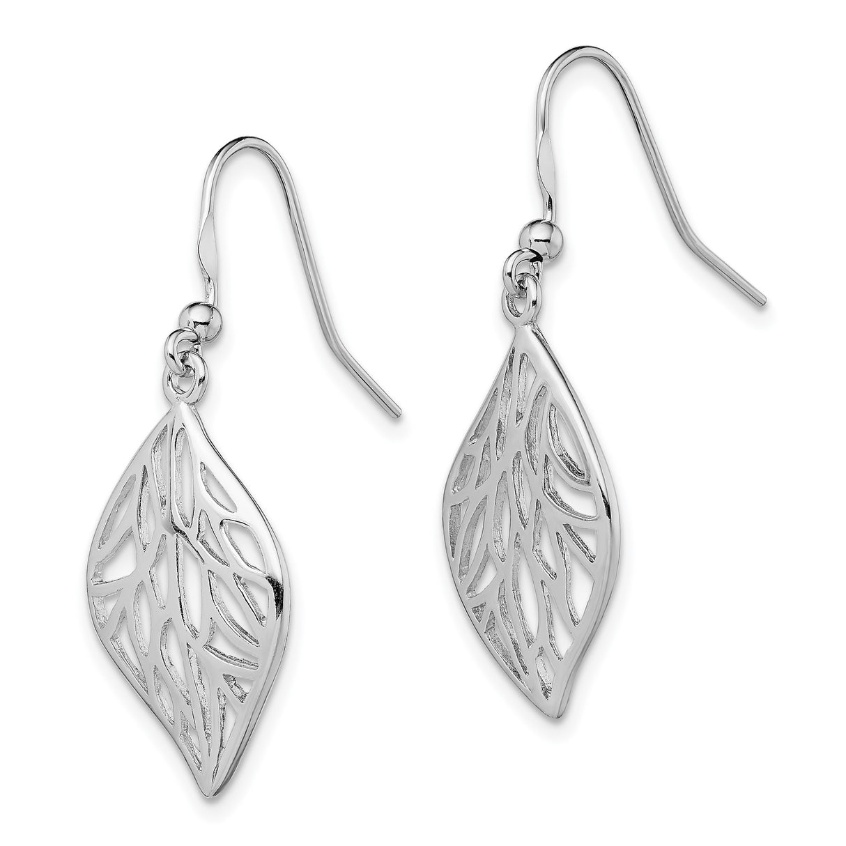 Sterling Silver Leaf Dangle Earrings, Openwork Botanical Design, Nature Inspired Jewelry