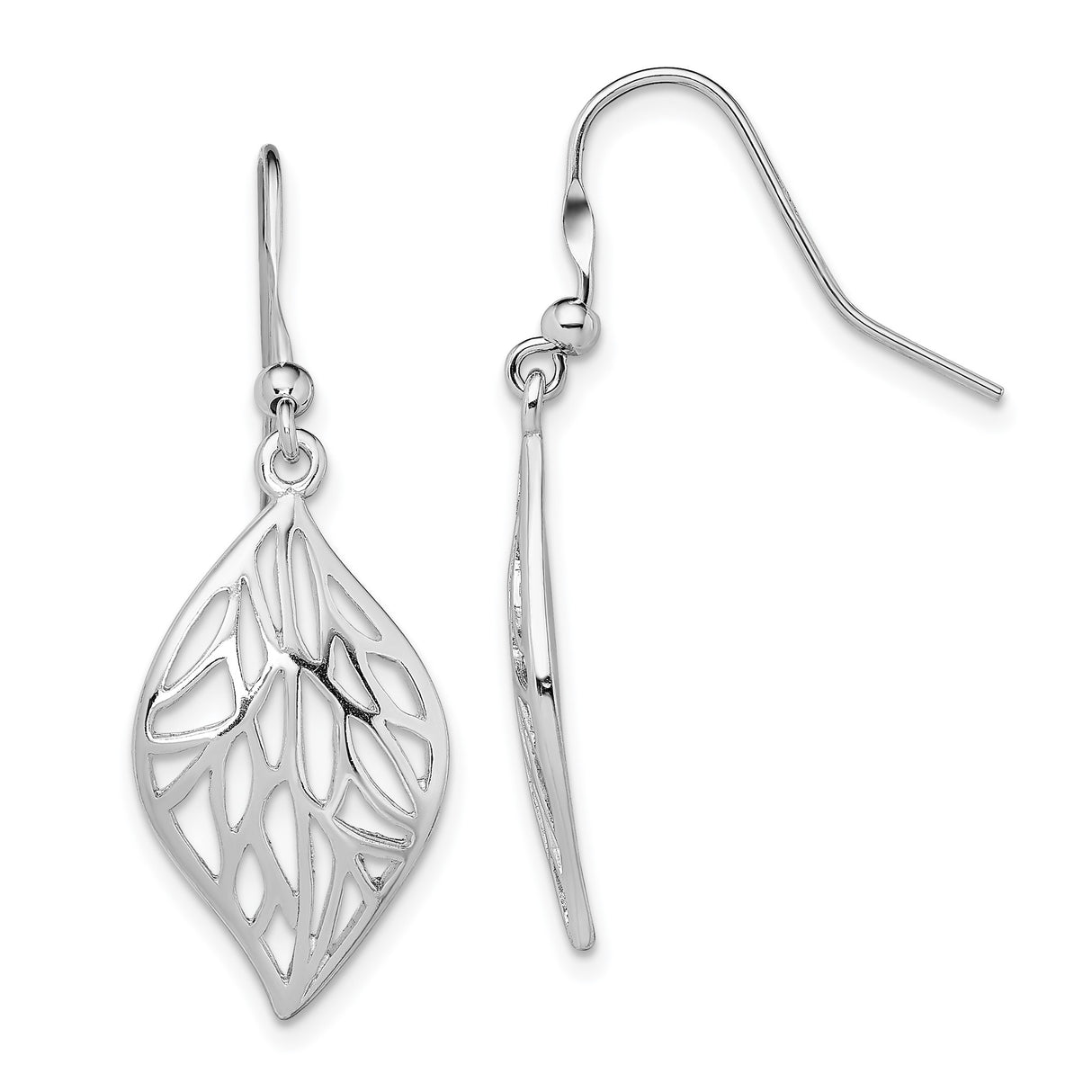 Sterling Silver Leaf Dangle Earrings, Openwork Botanical Design, Nature Inspired Jewelry