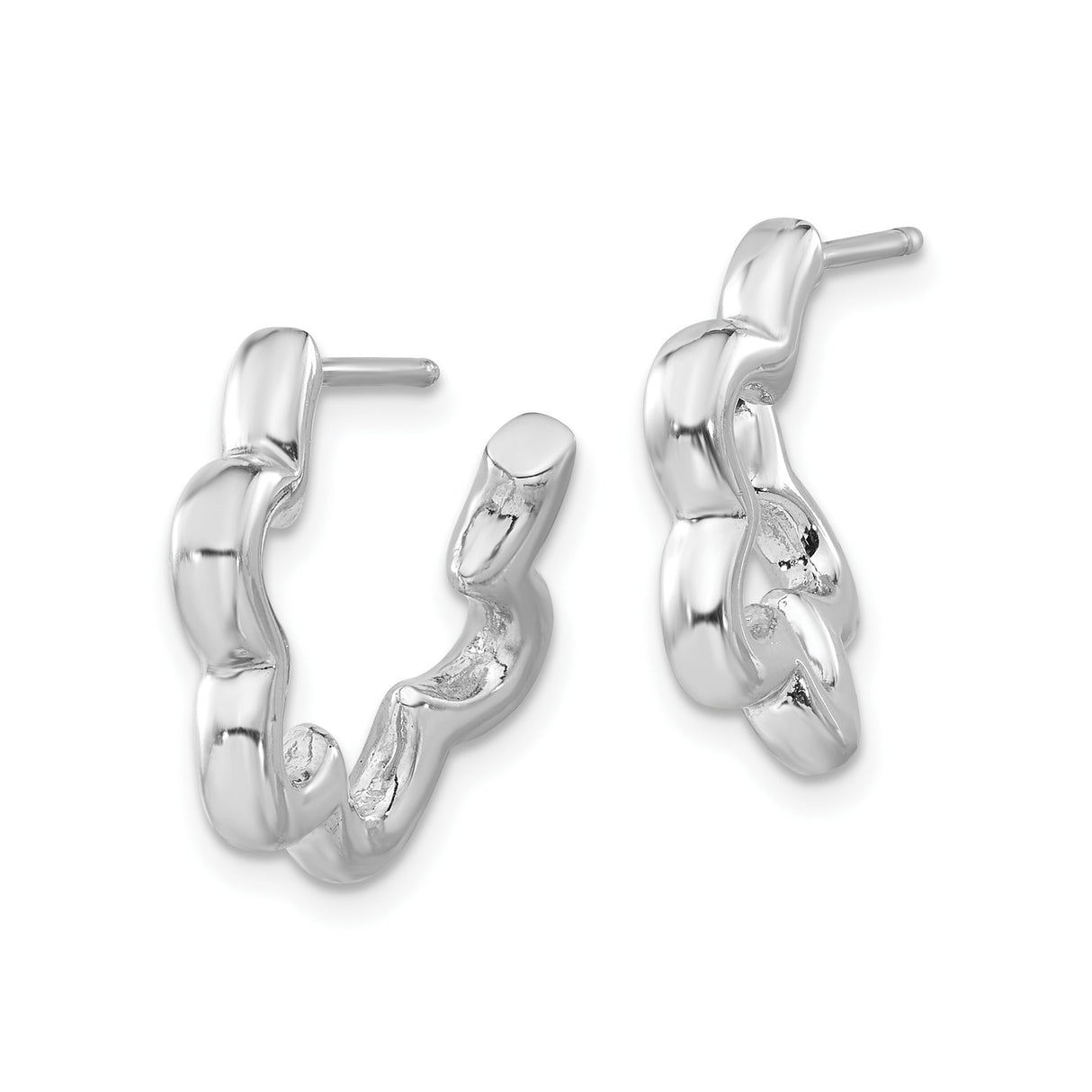 Sterling Silver Hoop Earrings with Floral Wavy Petal Design, Lightweight Modern Style for Women