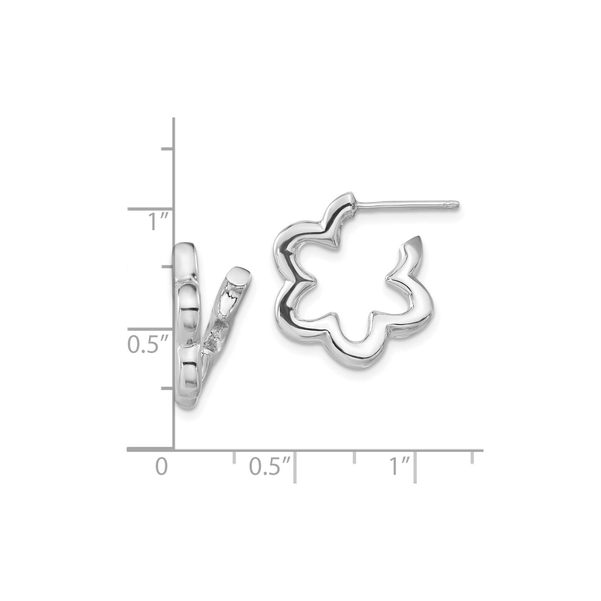 Sterling Silver Hoop Earrings with Floral Wavy Petal Design, Lightweight Modern Style for Women