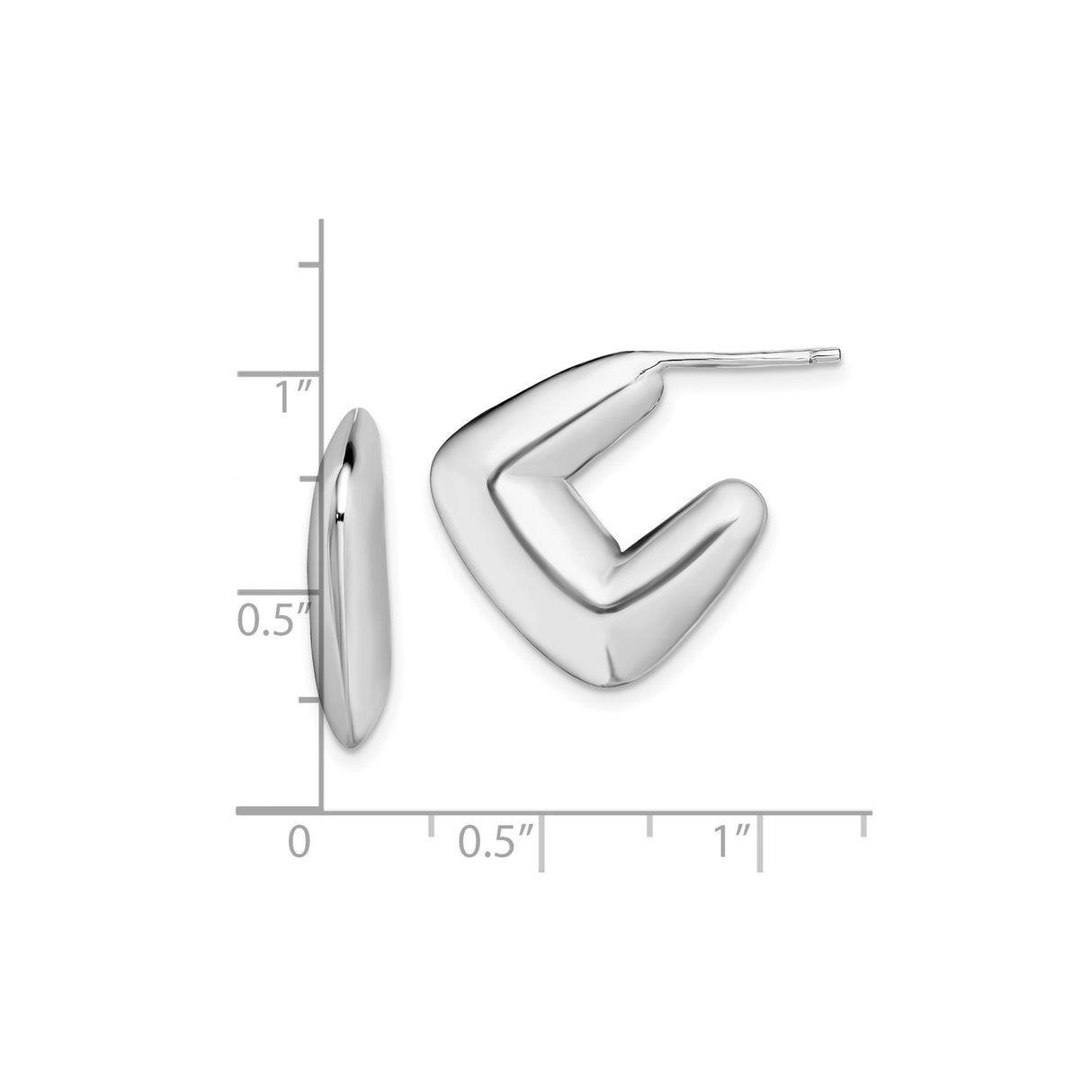 Sterling Silver Hoop Earrings with Abstract Sculptural Geometric Design for Women