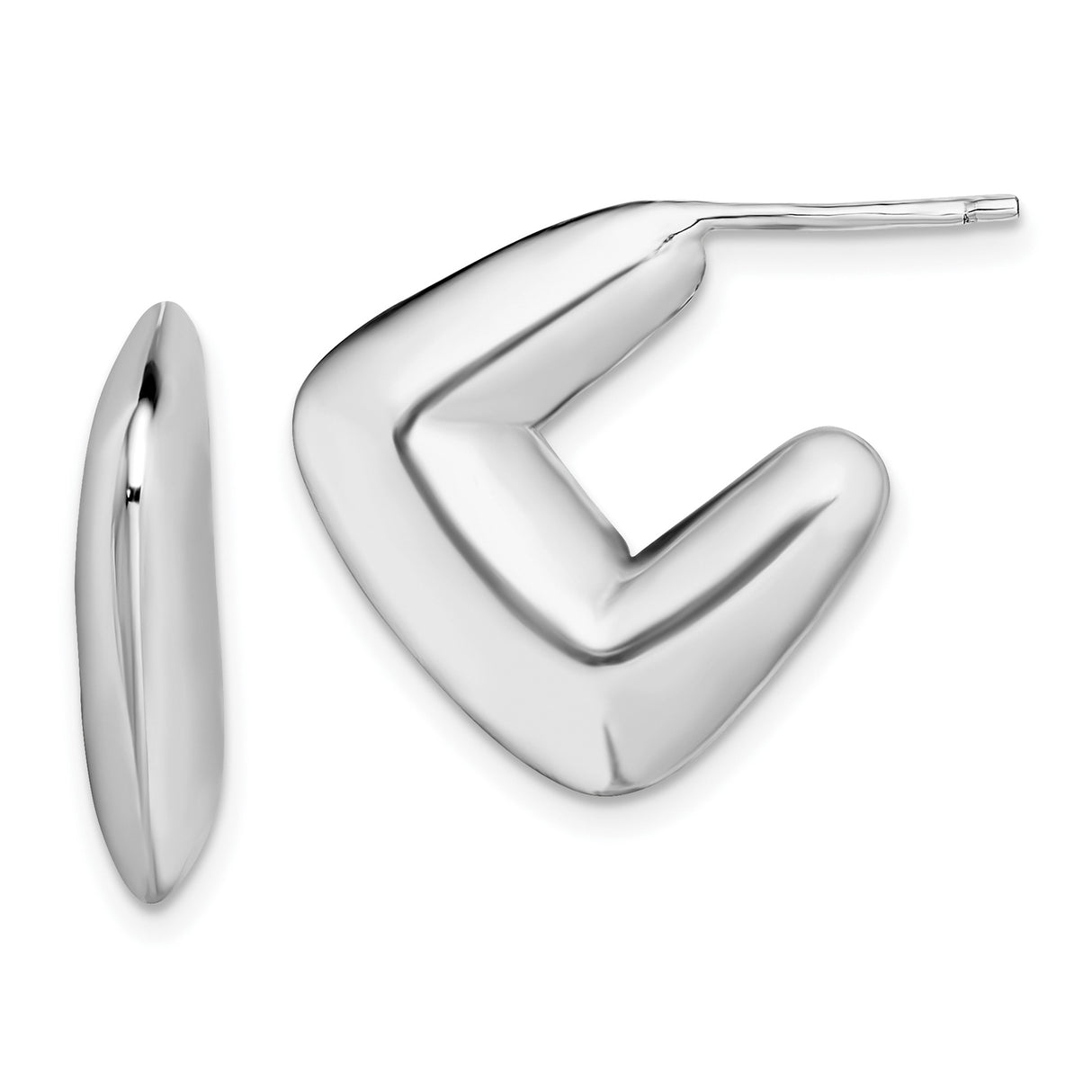 Sterling Silver Hoop Earrings with Abstract Sculptural Geometric Design for Women