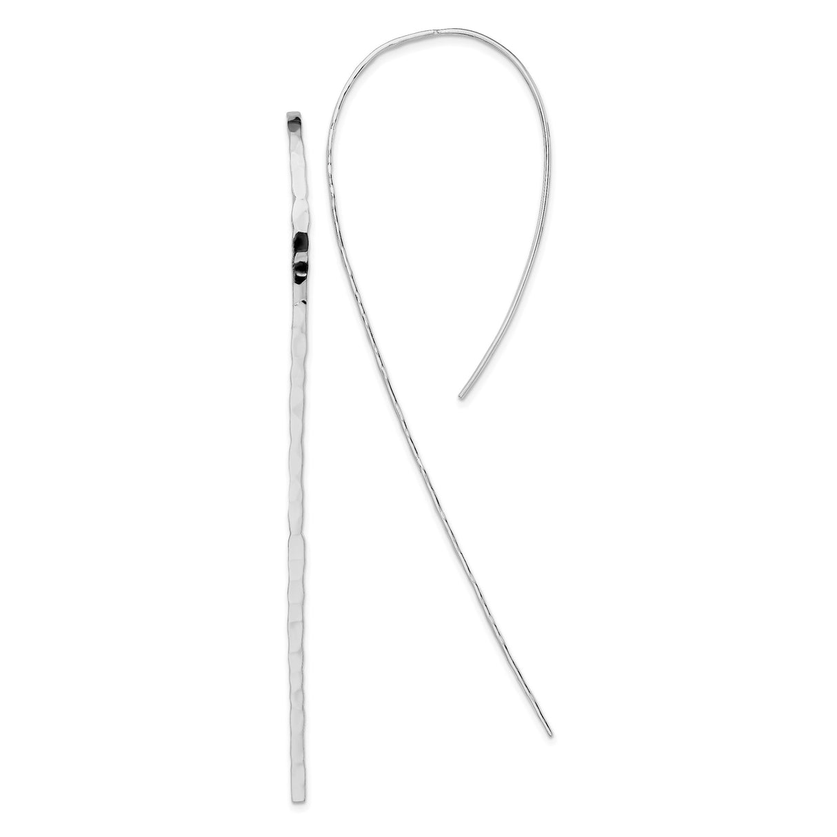 Sterling Silver Threader Earrings, Minimalist Hammered Bar Drop Design for Women