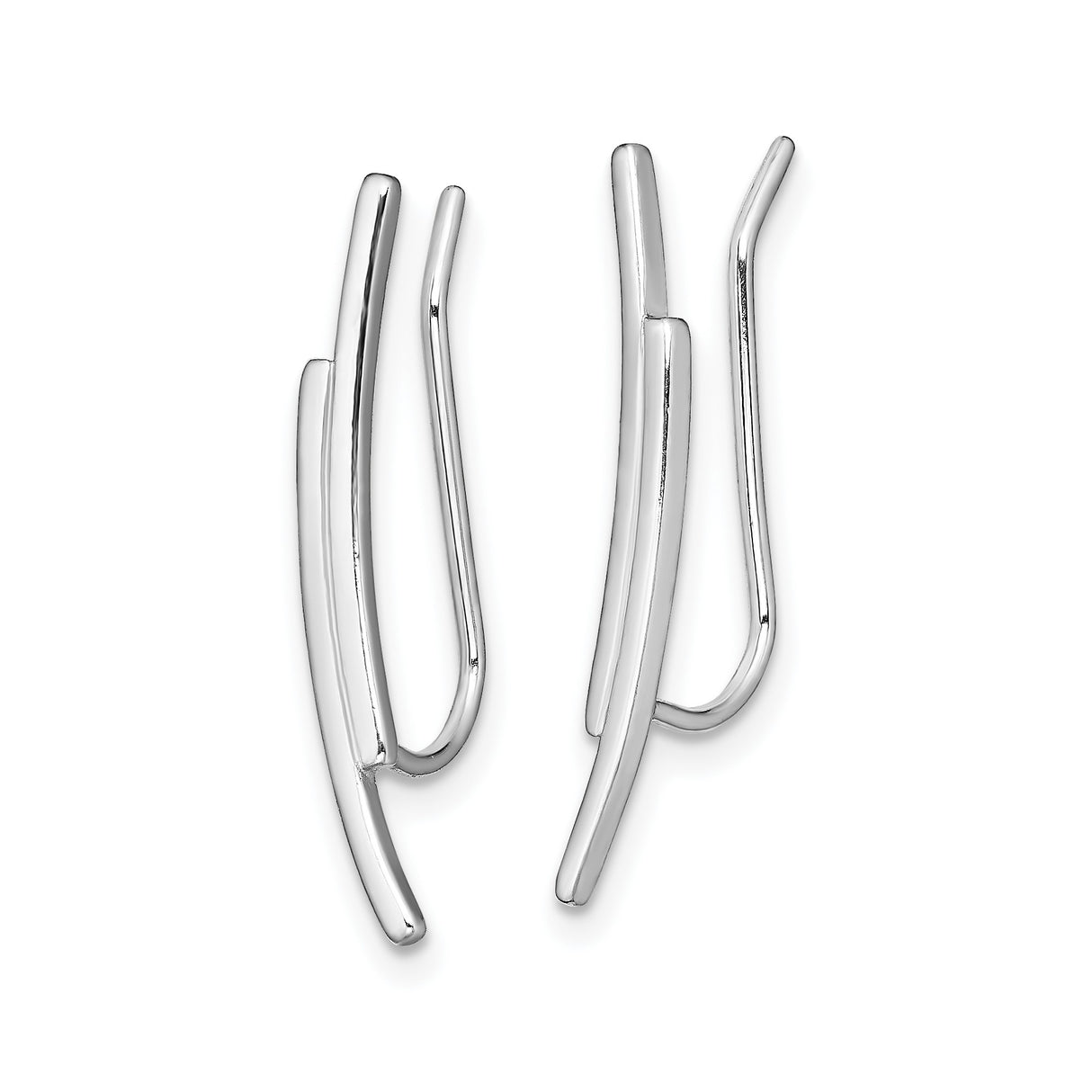 Sterling Silver Ear Climber Earrings, Minimalist Sleek Bar Design for Women