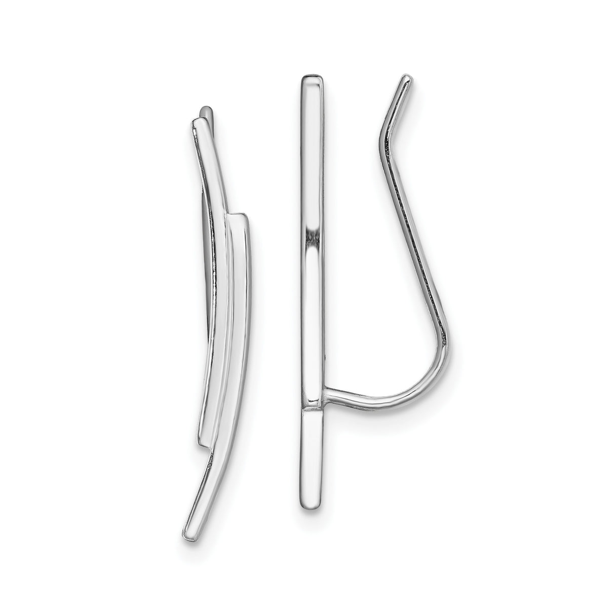 Sterling Silver Ear Climber Earrings, Minimalist Sleek Bar Design for Women