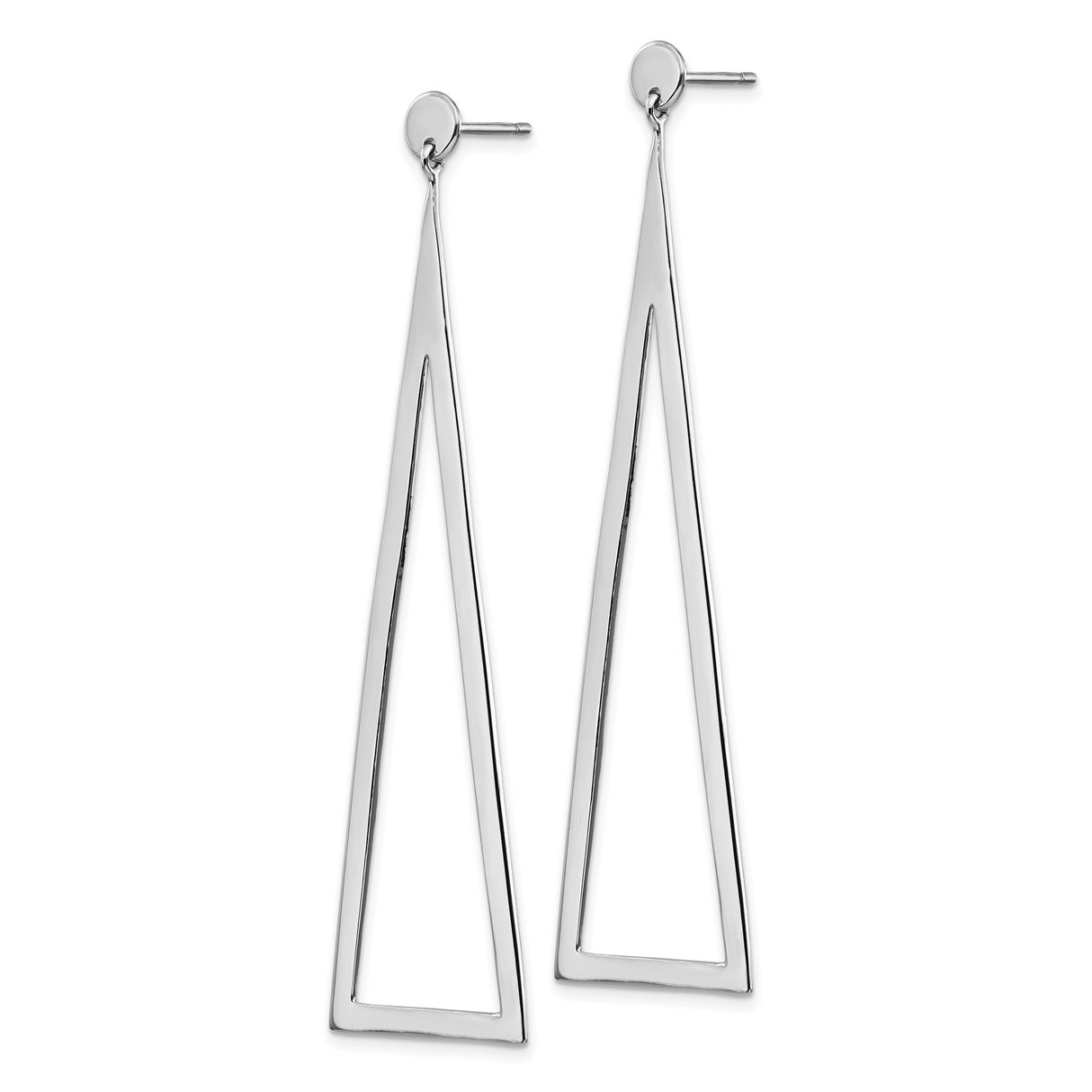 Sterling Silver Drop Earrings with Open Triangle Design, Modern Minimalist Style for Women