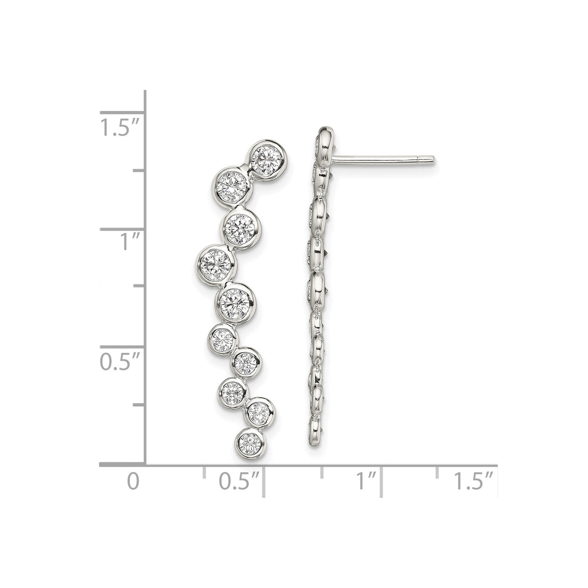 Sterling Silver Drop Earrings with Cubic Zirconia, Cascading Bubble Design