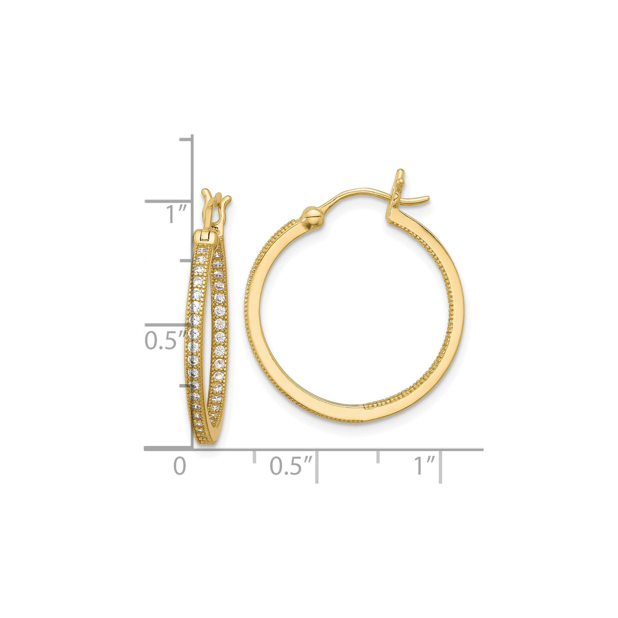 Sterling Silver Double Row Hoop Earrings with Cubic Zirconia Accents, Modern Lightweight Design