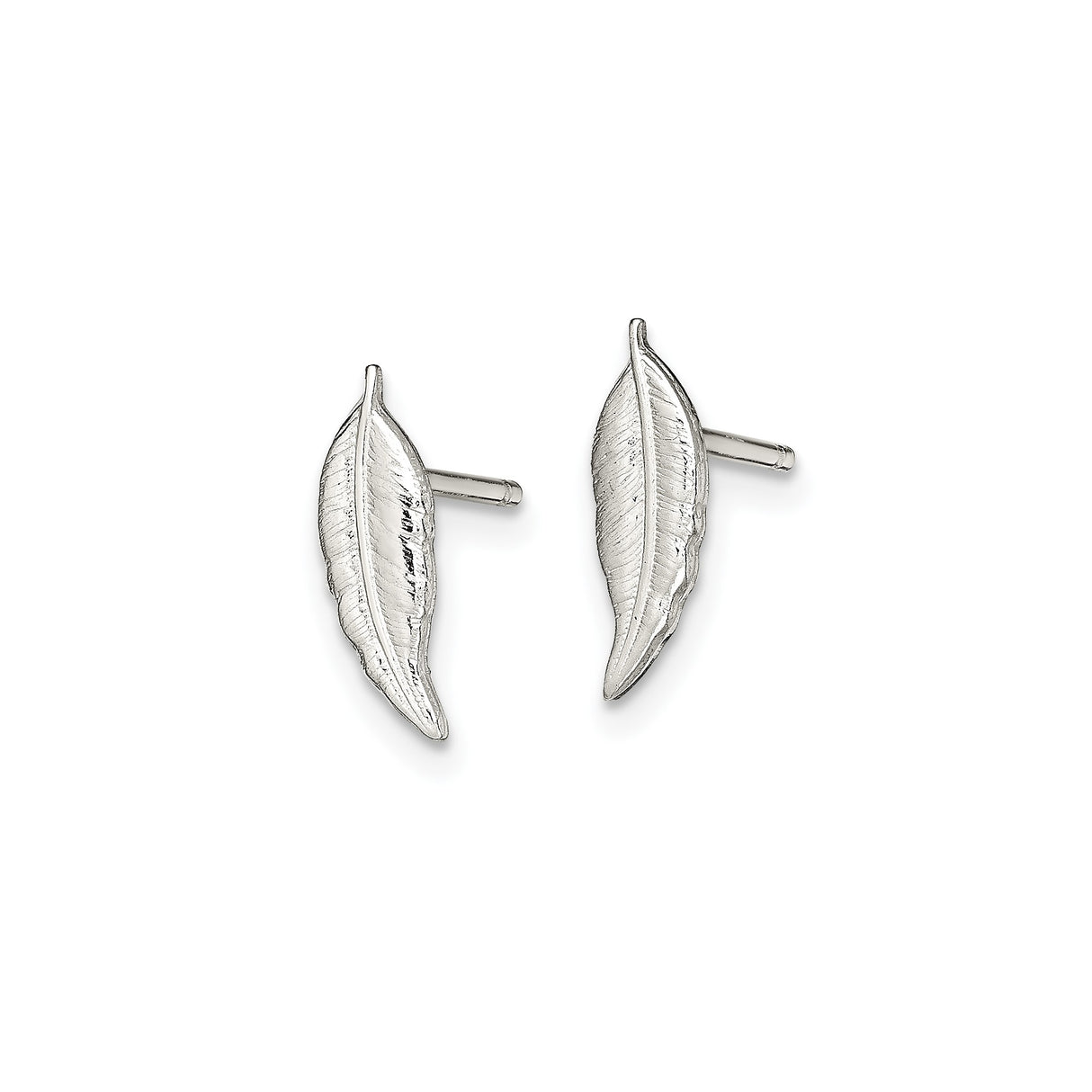 Sterling Silver Feather Stud Earrings, Delicate Leaf Design, Boho Minimalist Style for Women