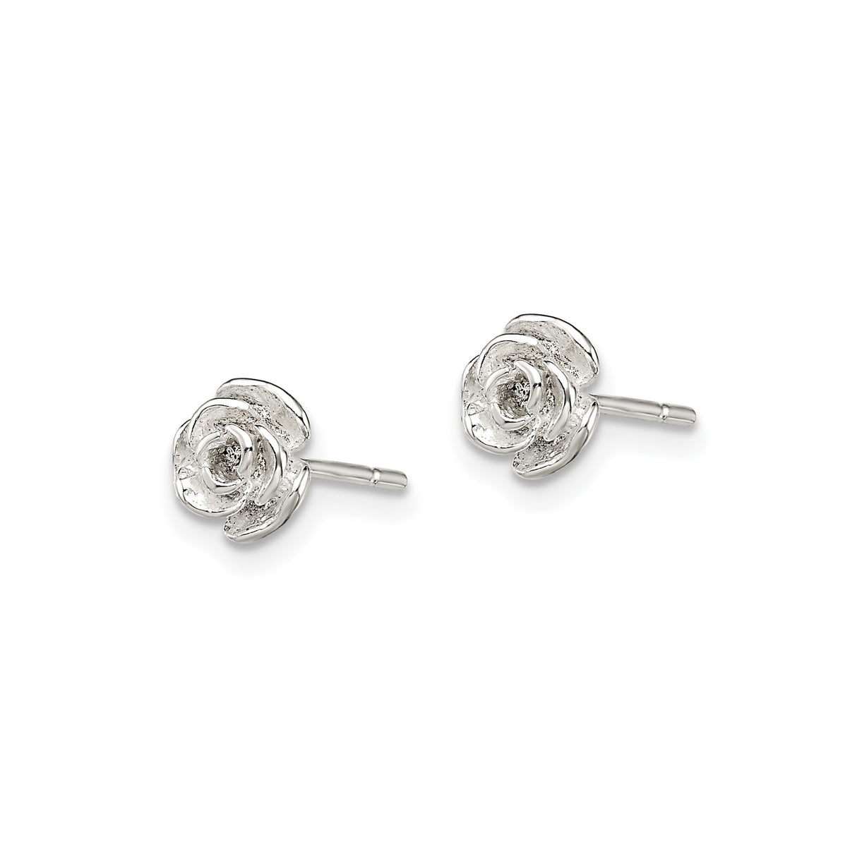 Sterling Silver Rose Flower Stud Earrings, Three-Dimensional Bloom Design for Women