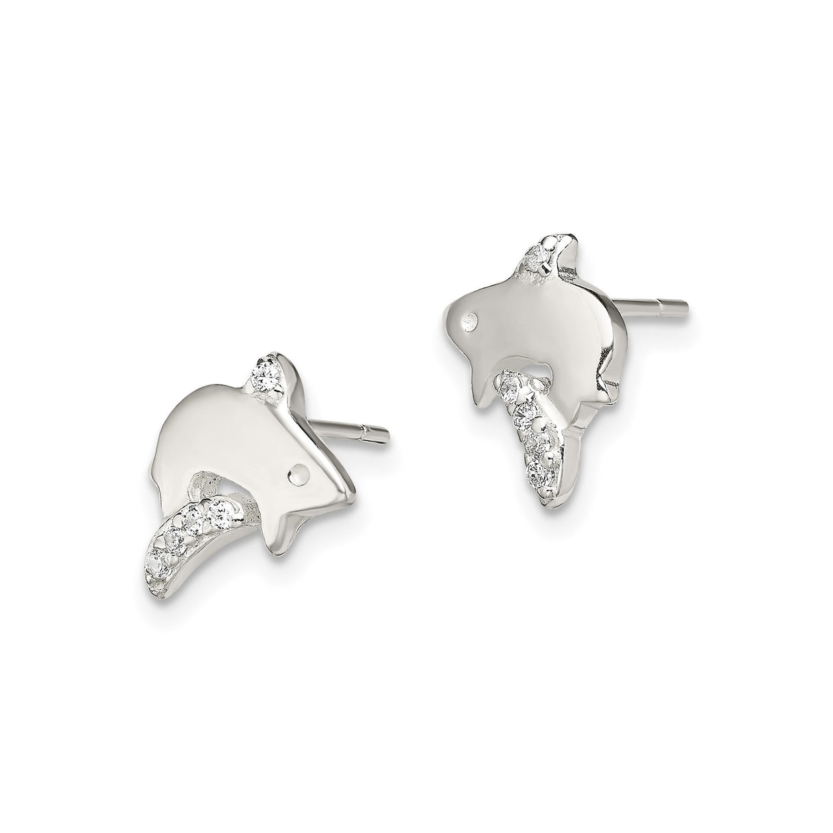 Sterling Silver Orca Whale Stud Earrings with Cubic Zirconia, Ocean Animal Theme