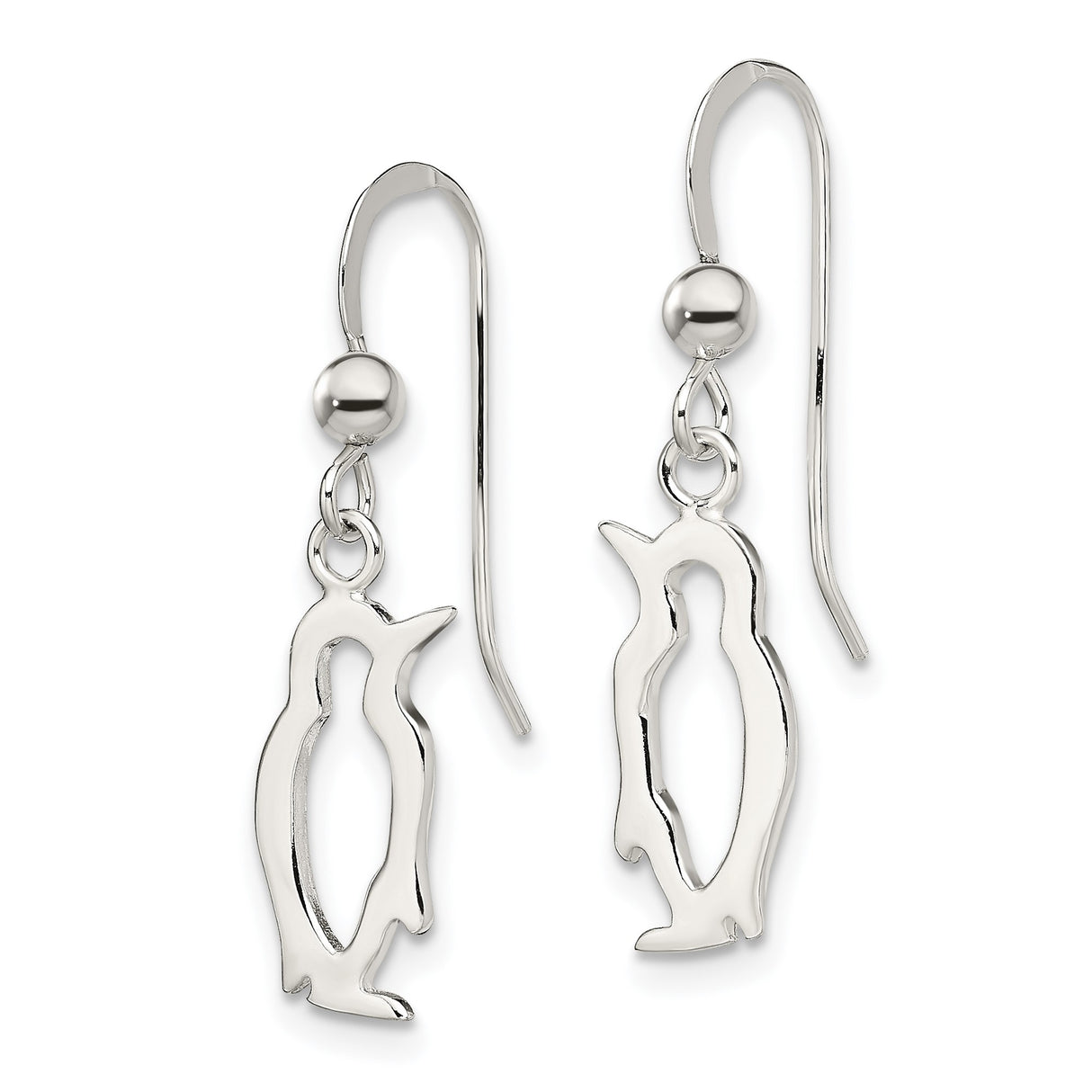 Sterling Silver Penguin Dangle Earrings with Whimsical Cutout Animal Design