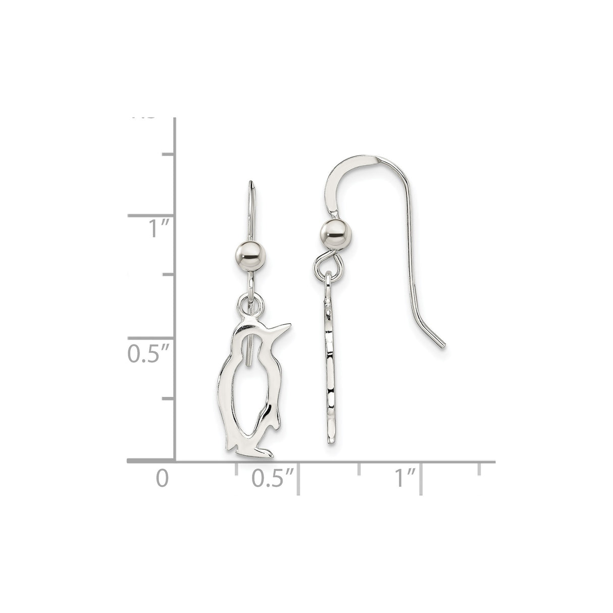 Sterling Silver Penguin Dangle Earrings with Whimsical Cutout Animal Design