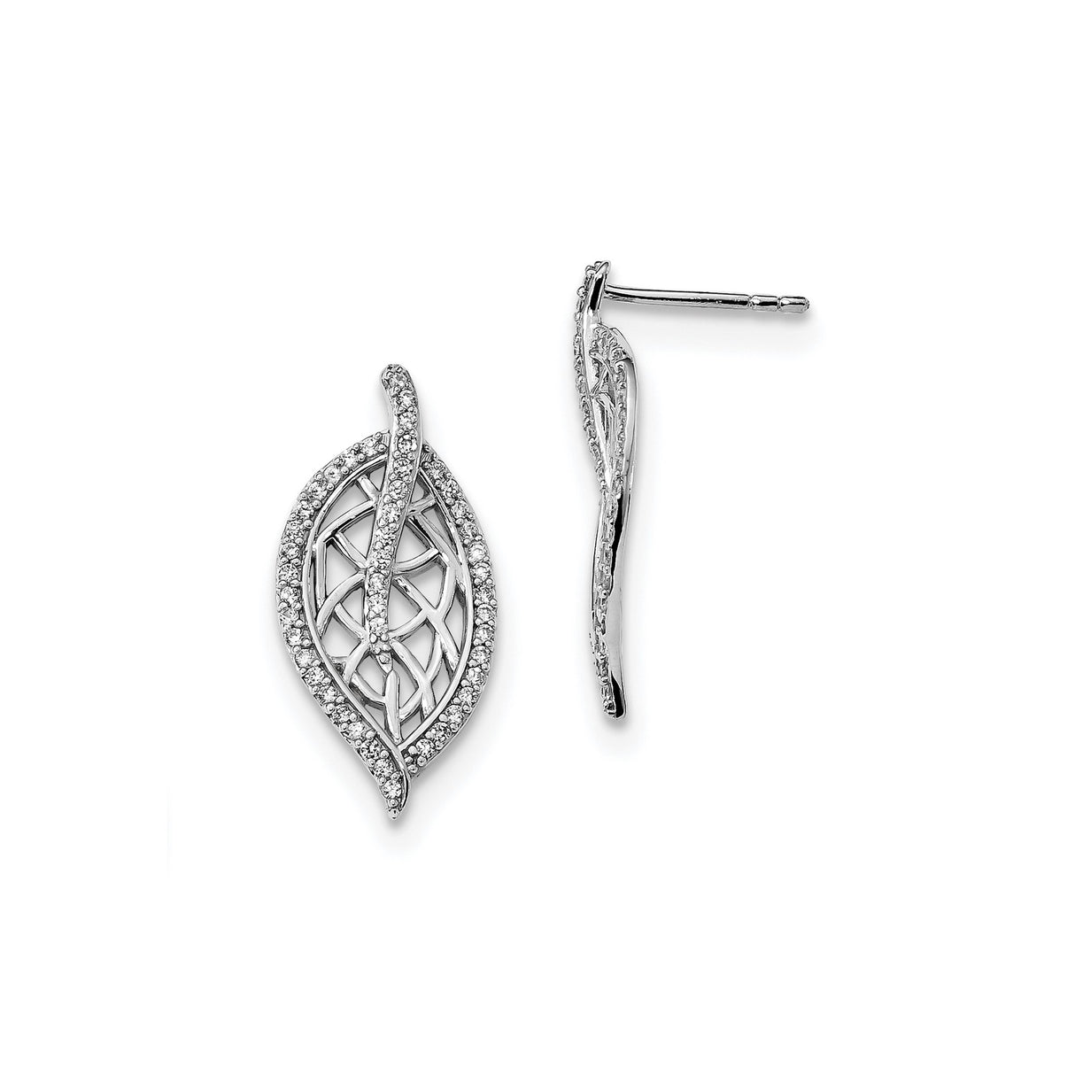 Sterling Silver Celtic Knot Earrings with Cubic Zirconia Accents, Marquise Design