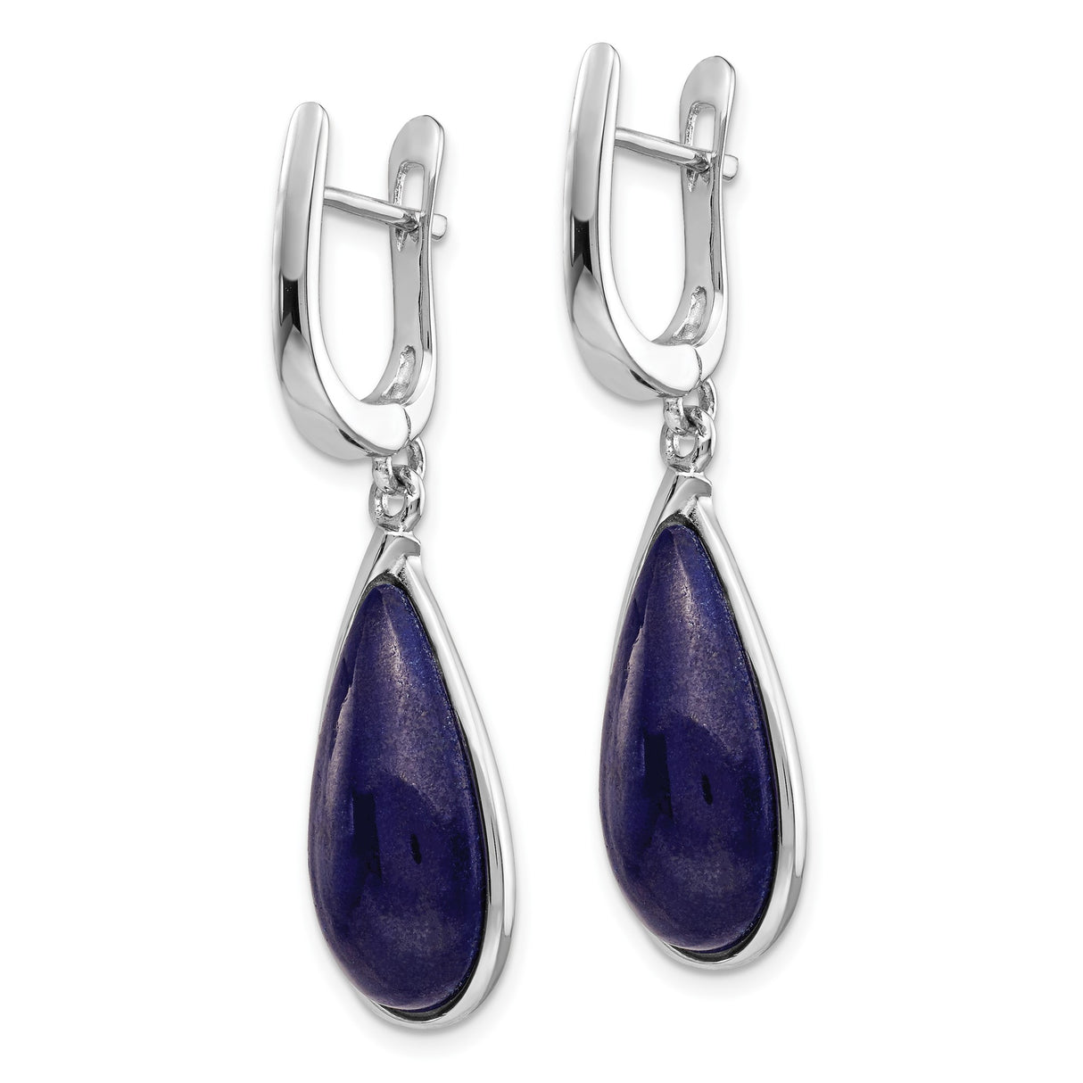 Sterling Silver Teardrop Dangle Earrings with Natural Lapis Lazuli Stones, Modern Lightweight Design
