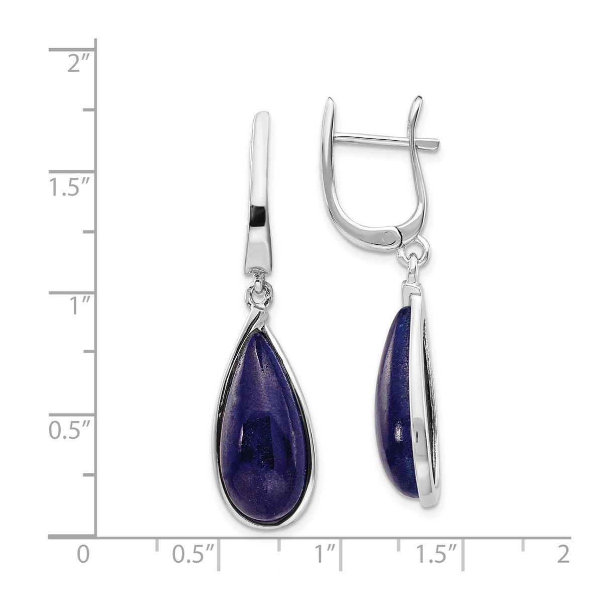 Sterling Silver Teardrop Dangle Earrings with Natural Lapis Lazuli Stones, Modern Lightweight Design