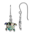 Sterling Silver Drop Earrings with Abalone Shell, Sea Turtle Dangle Design, Nautical Beach Style