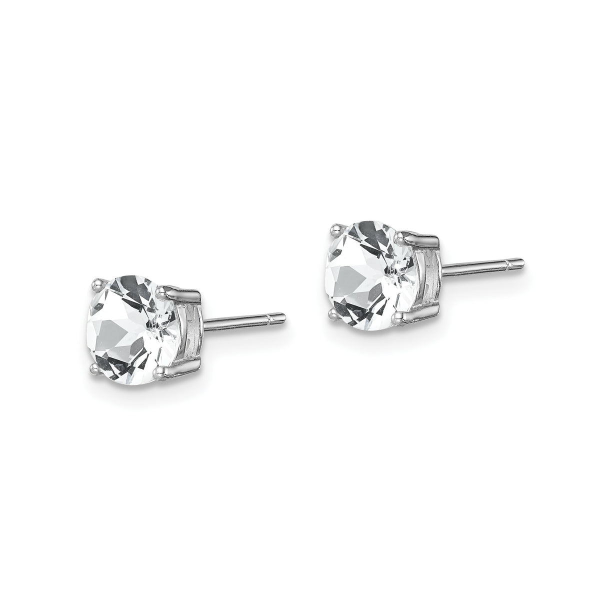 Sterling Silver Stud Earrings with Round Cut Cubic Zirconia, Classic Solitaire Design