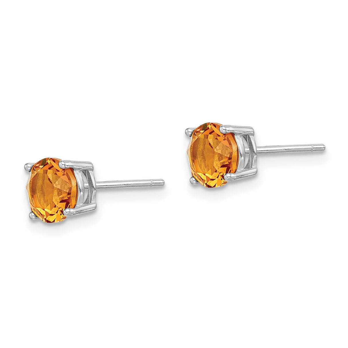 Sterling Silver Stud Earrings with Orange Crystal in Four Prong Setting, Classic November Birthstone Jewelry