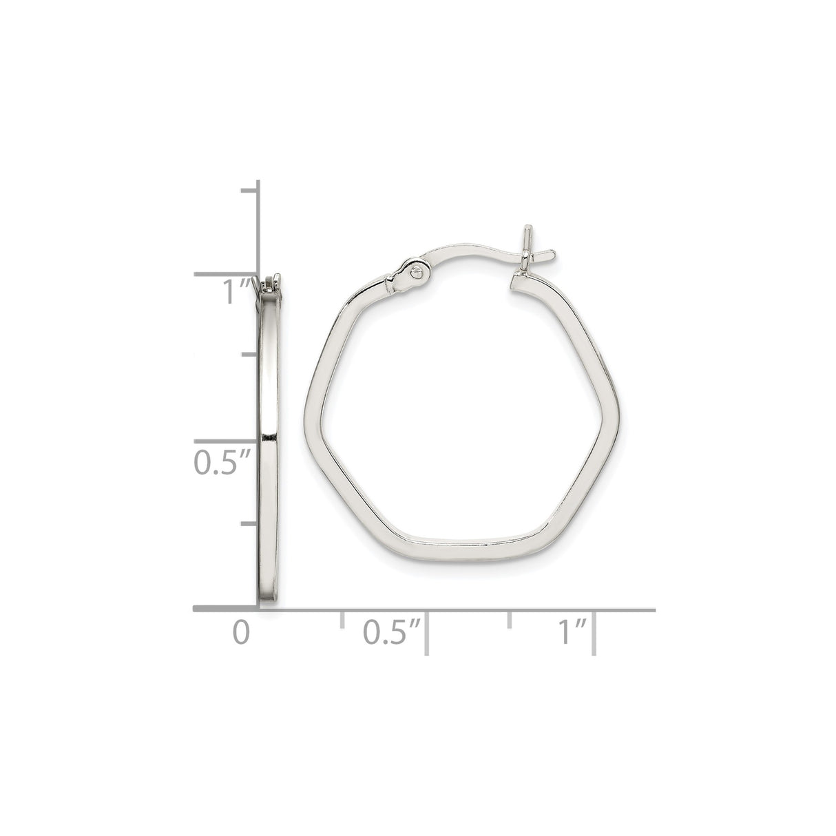Sterling Silver Hexagon Hoop Earrings, Modern Geometric Design for Women
