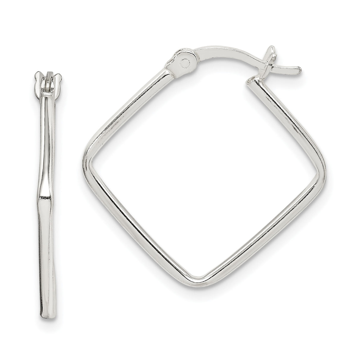 Sterling Silver Square Hoop Earrings, Sleek Geometric Design, Modern Minimalist Style for Women