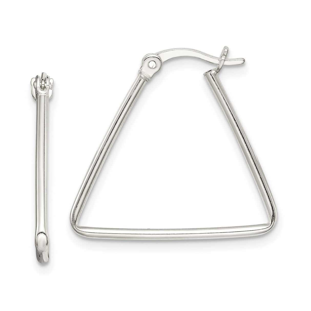 Sterling Silver Triangle Hoop Earrings, Minimalist Geometric Wire Design, Lightweight Modern Style
