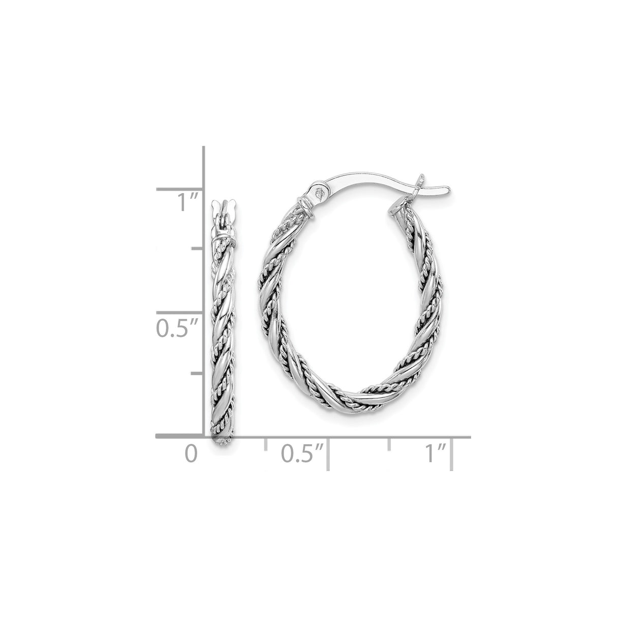Sterling Silver Hoop Earrings with Twisted Rope Texture and Polished Finish