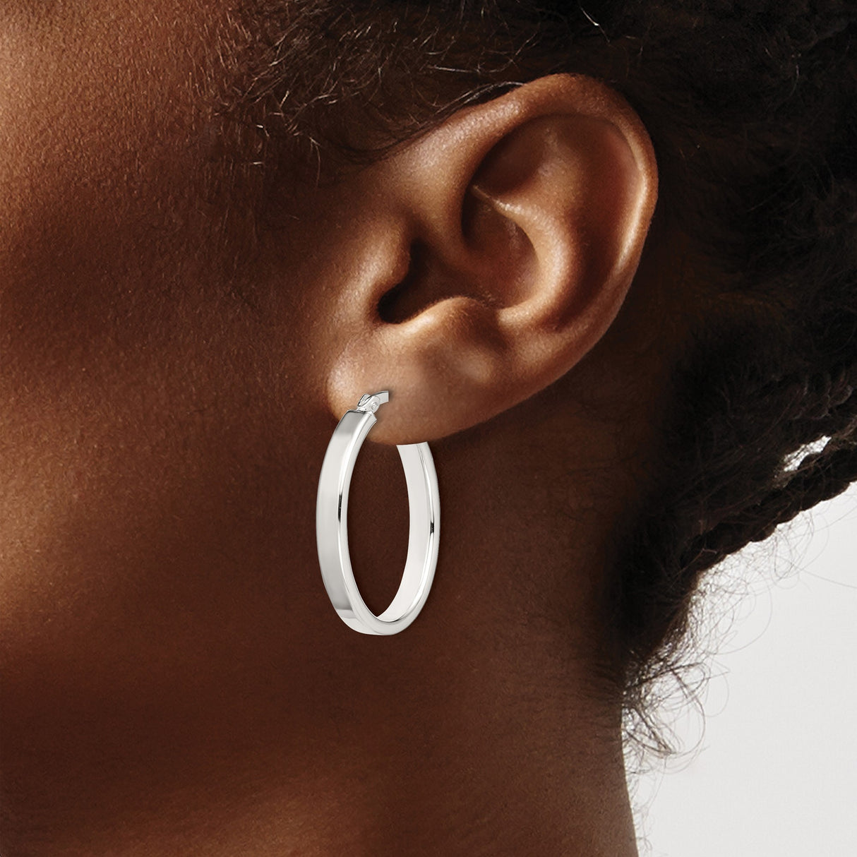 Sterling Silver Oval Hoop Earrings, High Polish Finish, Modern Minimalist Design