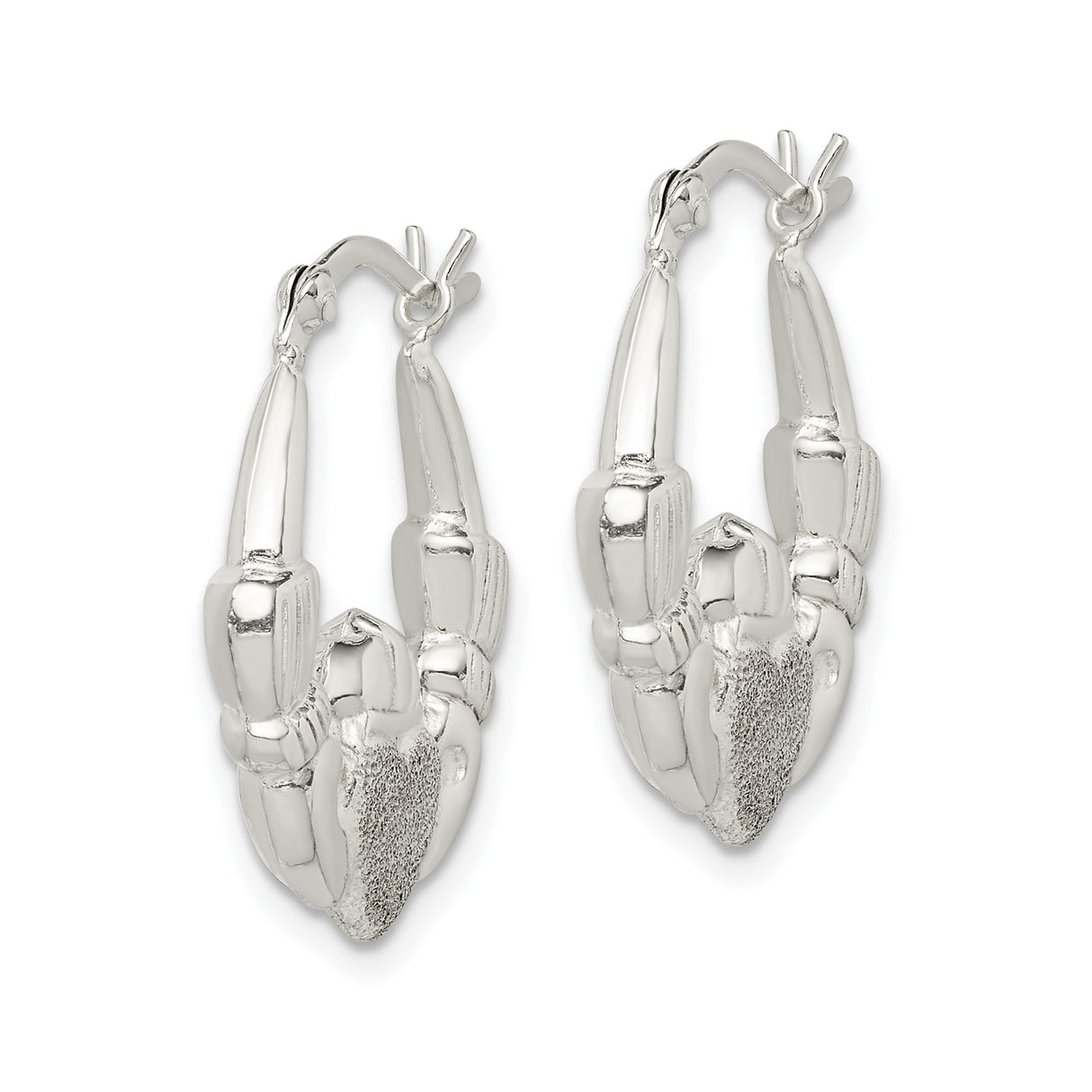 Sterling Silver Claddagh Hoop Earrings, Celtic Heart Crown Hands Design, Irish Heritage Jewelry