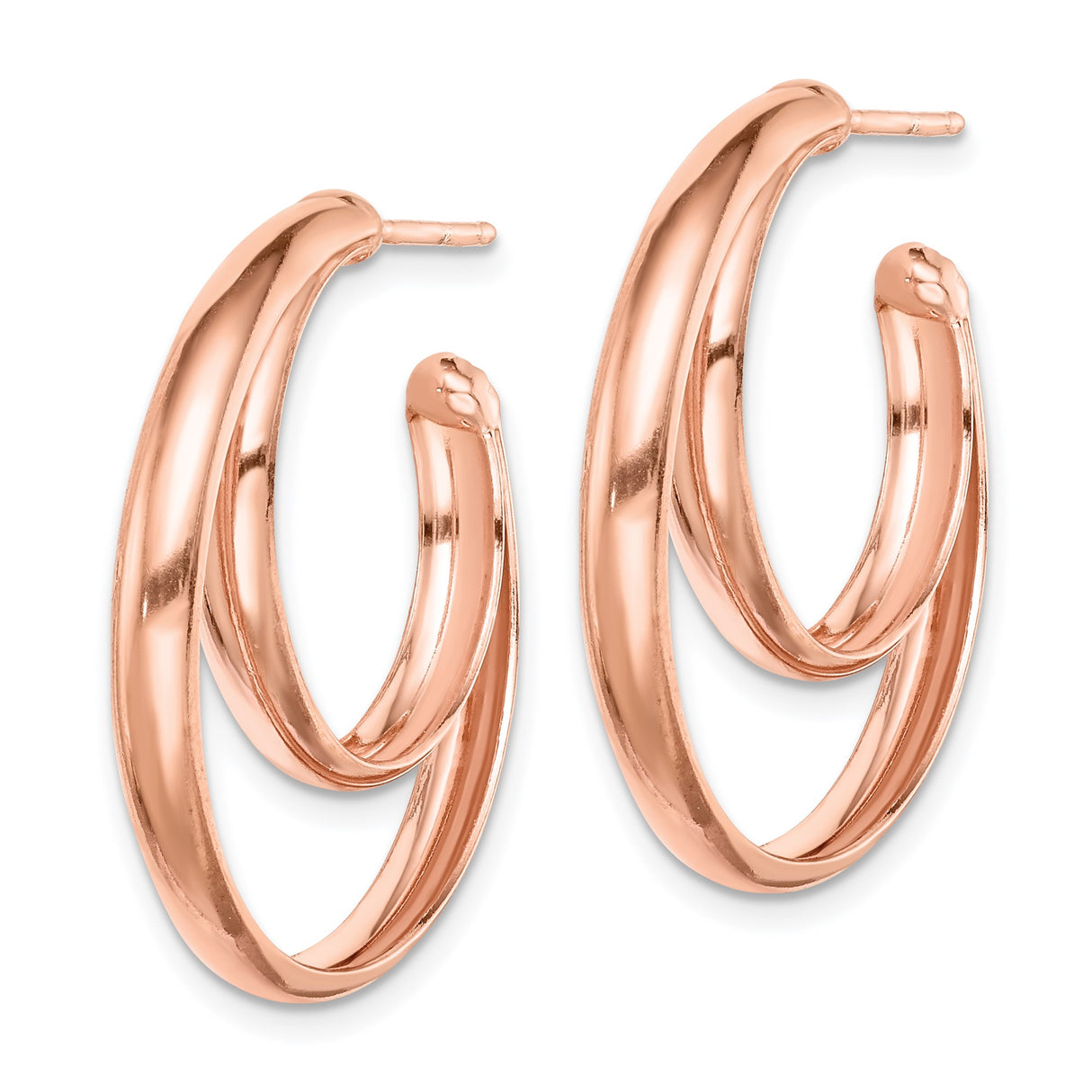 Sterling Silver Rose Gold Plated Hoop Earrings, Double Hoop Minimalist Design for Women
