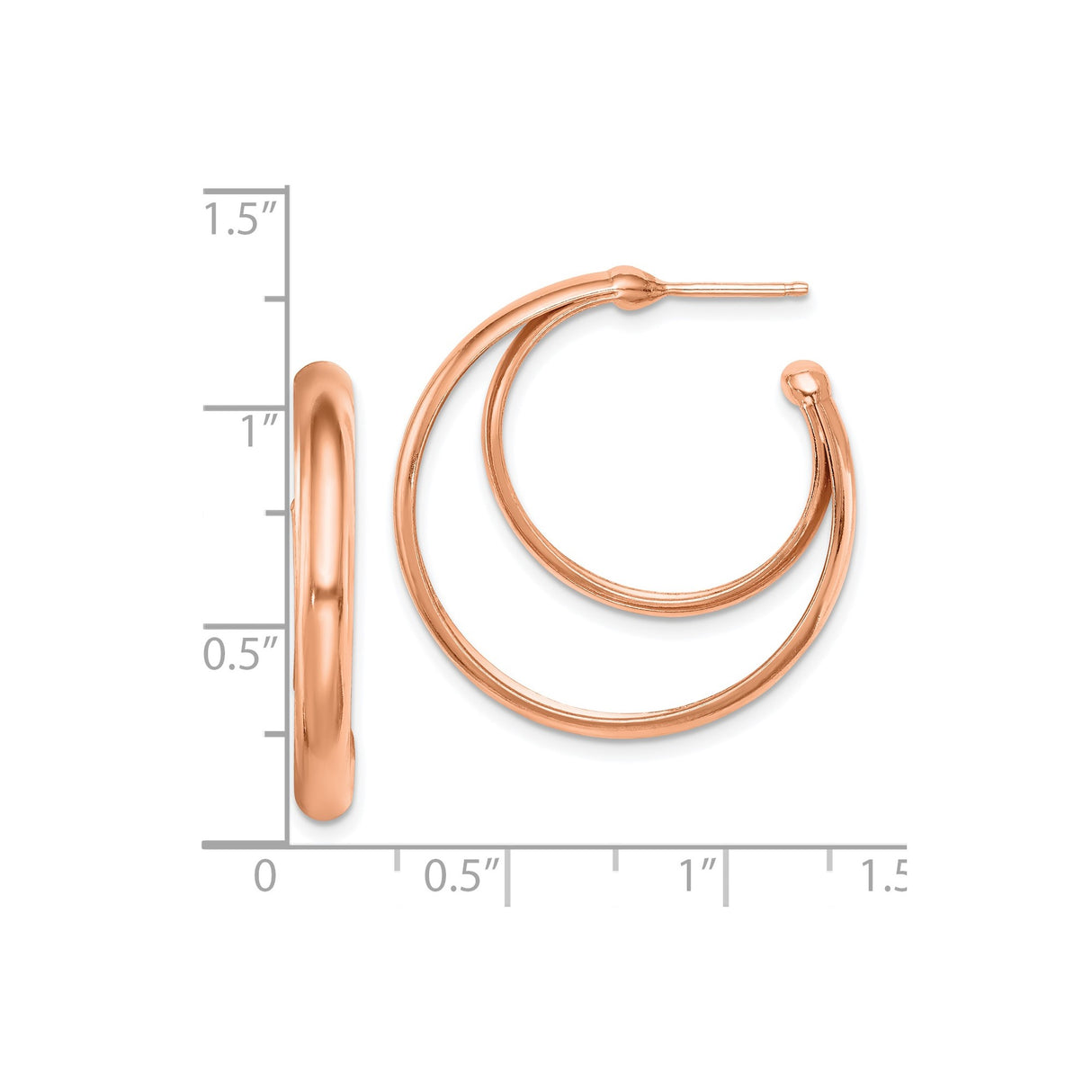 Sterling Silver Rose Gold Plated Hoop Earrings, Double Hoop Minimalist Design for Women