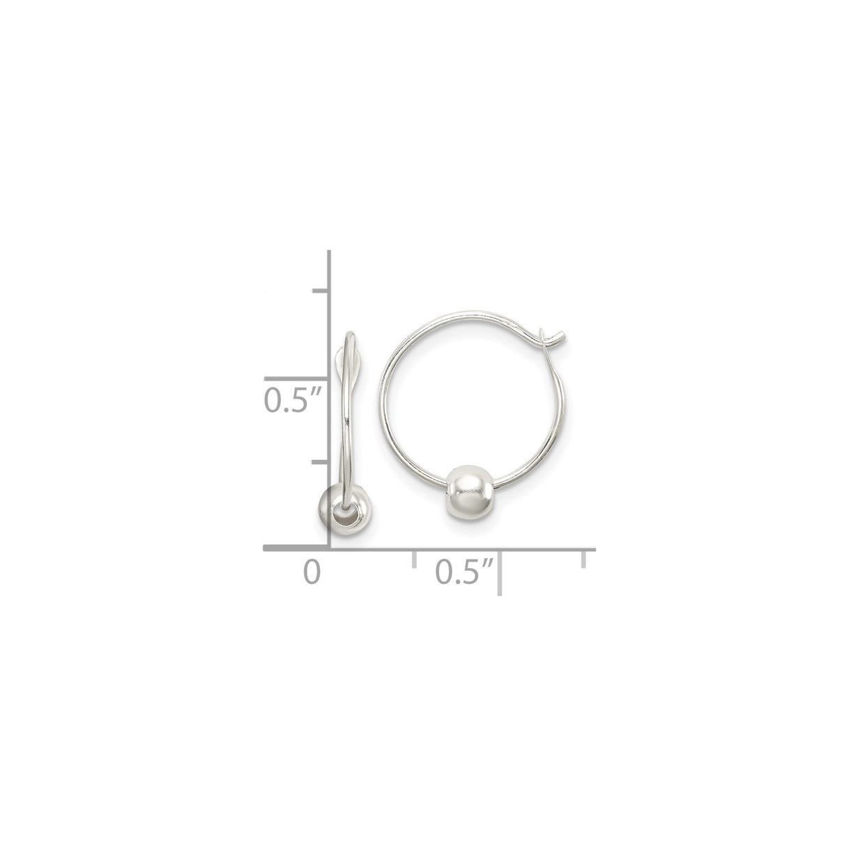 Sterling Silver Hoop Earrings with Polished Bead Accent, Minimalist Open Loop Design