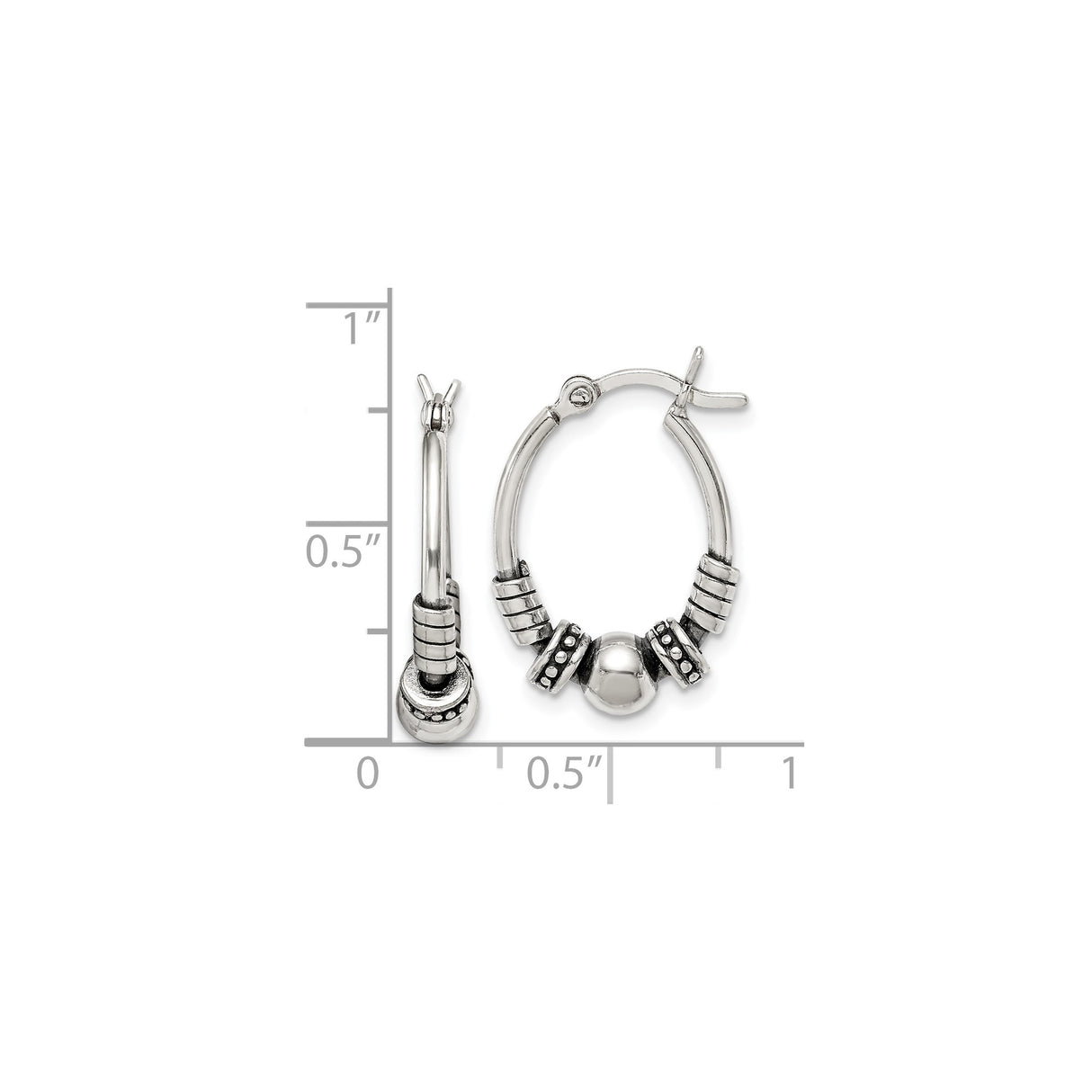 Sterling Silver Hoop Earrings with Oxidized Coiled Detailing, Bali Tribal Handmade Design