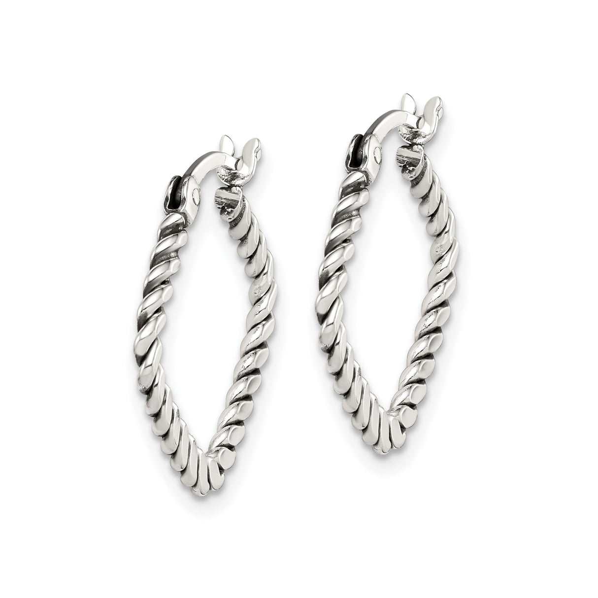 Sterling Silver Twisted Hoop Earrings, Polished Rope Design, Bold Statement Style for Women